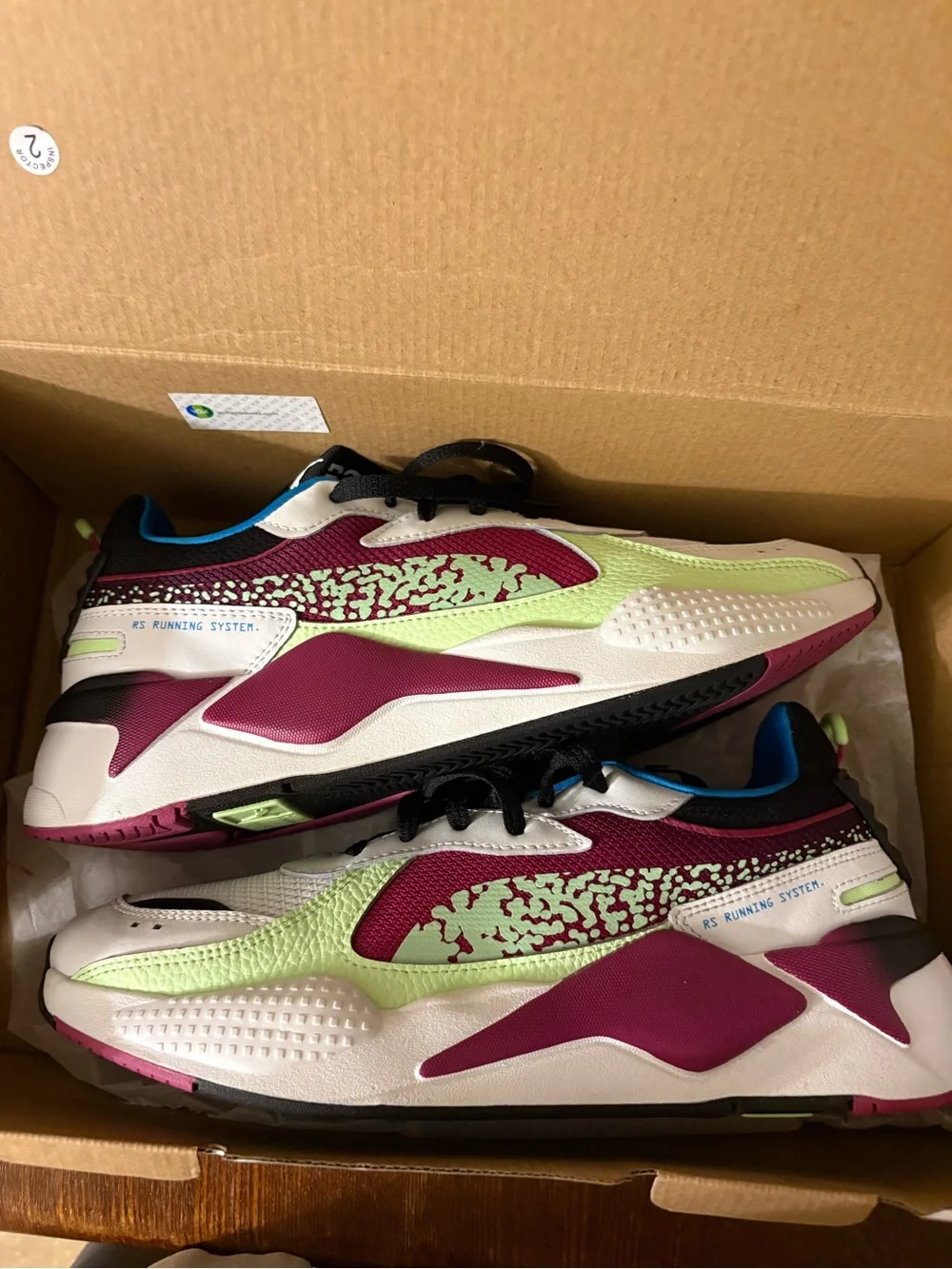PUMA RS-X Blaster Men’s Low Top Mesh Lace-Up Sneakers White Lime size 11.5 - Picture 7 of 10